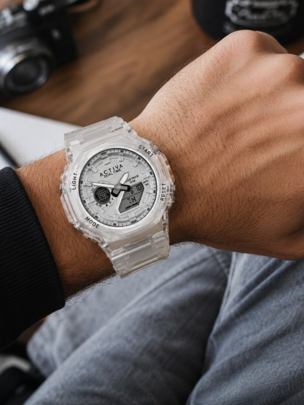 Activa Recon X Invicta Digital Watch 45.5mm Clear White Dual Time Sport
